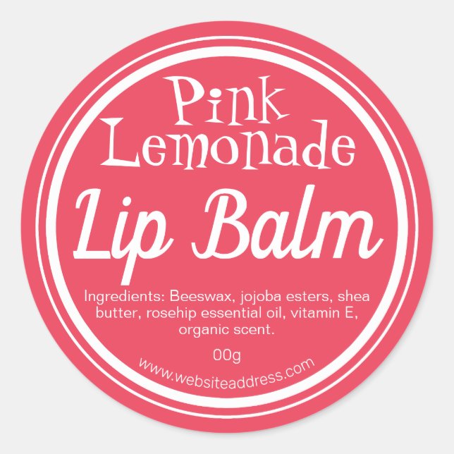 Pegatina Redonda Lemonade Rosa Lemonade Lápiz de labio con brillo (Anverso)