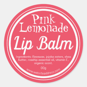 Pegatina Redonda Lemonade Rosa Lemonade Lápiz de labio con brillo