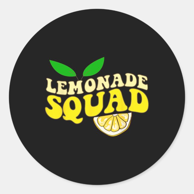 Pegatina Redonda Lemonade Squad Funny Para Stand Jefe Juice Su (Anverso)