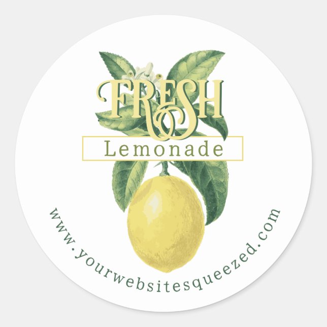 Pegatina Redonda Lemonade Stand Lemon Crew Vintage (Anverso)