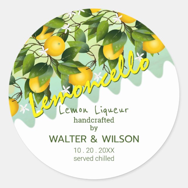 Pegatina Redonda Lemoncello Lemon Fruit (Anverso)