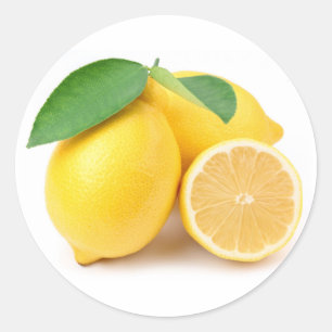 Pegatina Redonda Lemones Amarillos Brillantes y Frescos