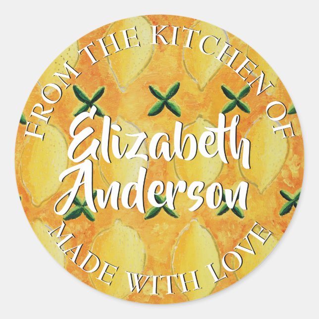 Pegatina Redonda Lemones de la cocina de (Anverso)