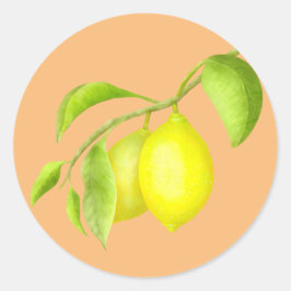 Pegatina Redonda Lemones en una rama