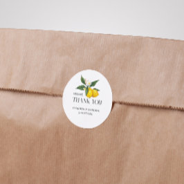 Pegatina Redonda Lémones Pintados A Mano Con Boda De Flores