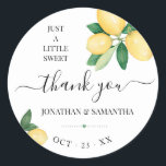 Pegatina Redonda Lemons Boda Bridal Shower<br><div class="desc">Agregue nombres y fecha al diseño. Para obtener más personalización (color de fuente, estilo de fuente, eliminar o mover elementos), haga clic en personalizar, desplácese hacia abajo y haga clic en el vínculo "haga clic en el personalizar más adelante". ** Por favor, vea la colección completa para ver la invitación...</div>