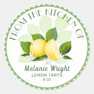 Pegatina Redonda Lemons Citrus Fruit Canning