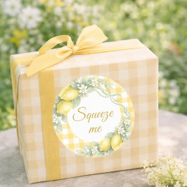 Pegatina Redonda Lemons gingham squeeze me party favor