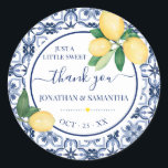Pegatina Redonda Lemons Mediterráneo Bridal Shower Gracias<br><div class="desc">Añadir una redacción al diseño. Para cambios adicionales (color de fuente, estilo de fuente, eliminar o mover elementos, cambiar otra redacción), haga clic en personalizar, desplácese hacia abajo y haga clic en el vínculo "haga clic en el personalizar más adelante". ** Por favor, vea la colección completa para ver la...</div>
