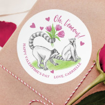 Lemur con tulipanes amor romántico divertido poun