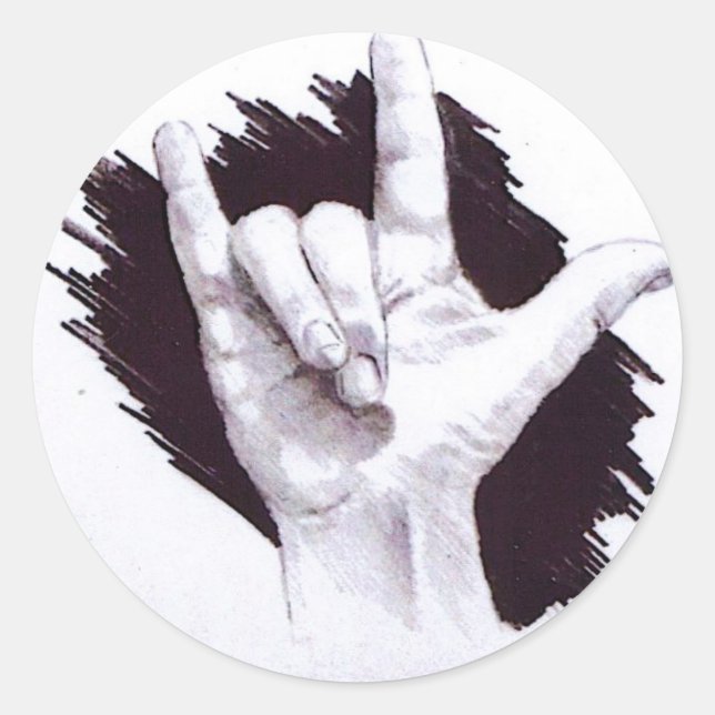 PEGATINA REDONDA LENGUA DE RÓTULO ESTADOUNIDENSE TE AMO (Anverso)