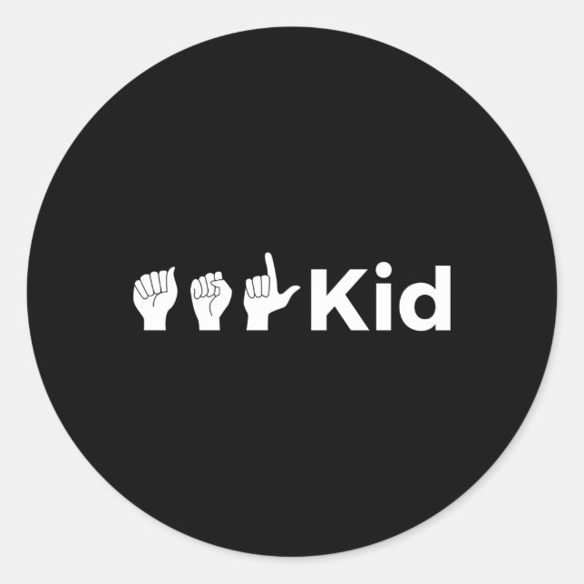 Pegatina Redonda Lenguaje Asl American Rótulo (Anverso)