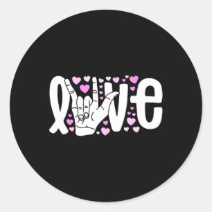 Pegatina Redonda Lenguaje de Rótulo Amar ASL Ser Sordo Conciencia