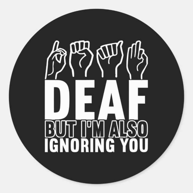 Pegatina Redonda Lenguaje de Rótulo Asl Concienciación Idioma Rótul (Anverso)