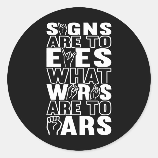 Pegatina Redonda Lenguaje de Rótulo Asl Concienciación Idioma Rótul (Anverso)