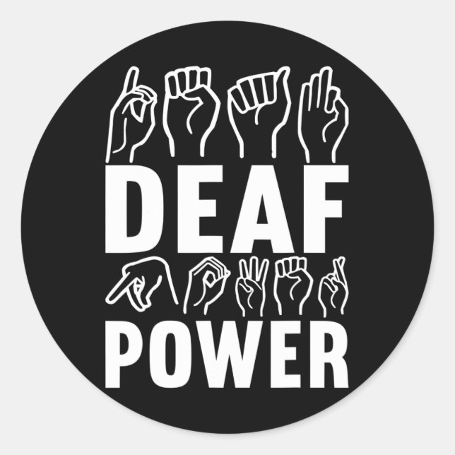 Pegatina Redonda Lenguaje de Rótulo Asl Concienciación Idioma Rótul (Anverso)