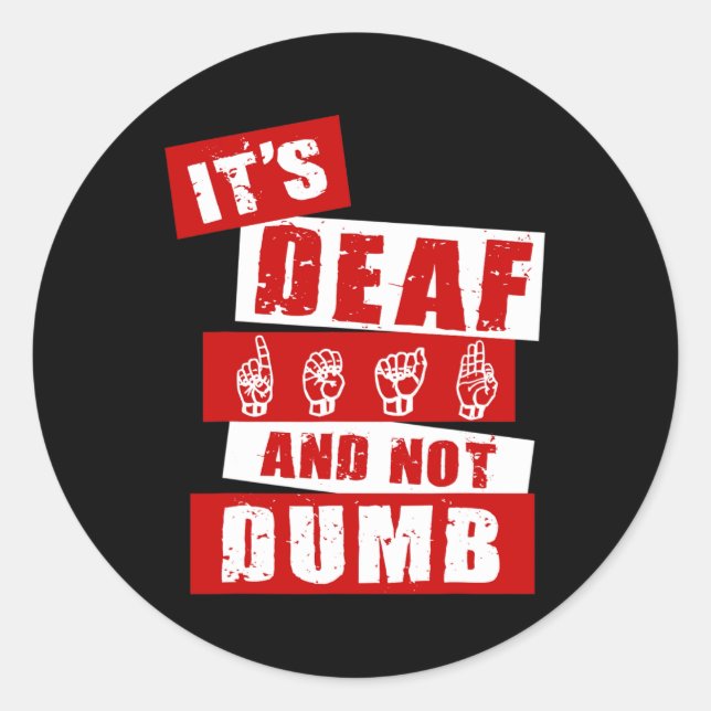 Pegatina Redonda Lenguaje de Rótulo Conciencia Sorda Hand Talk ASL  (Anverso)