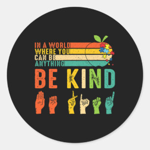 Pegatina Redonda Lenguaje de Rótulo de clase asl mano autismo de cl