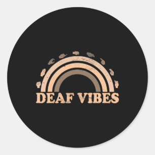 Pegatina Redonda Lenguaje de Rótulo mano Asl Gesto de mano sordo vi