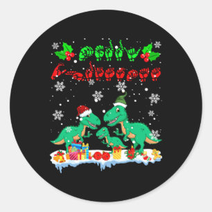 Pegatina Redonda Lenguaje de Rótulo T-rex Asl de Feliz Navidad