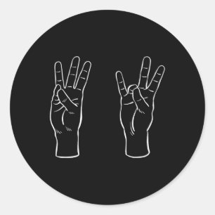 Pegatina Redonda Lenguaje de señas Asl Divertido 67 Meme Viral Sign