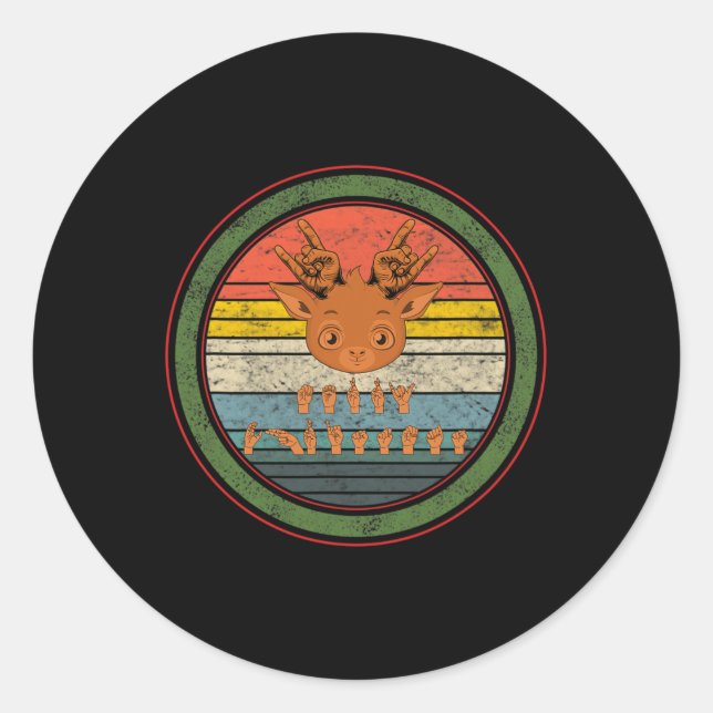 Pegatina Redonda Lenguaje Navidades sordos renos sordos asolados a  (Anverso)