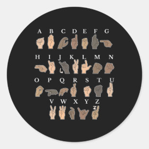 Pegatina Redonda Lenguaje Rótulo Asl Gesture Deaf Awareness