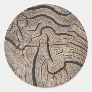 Pegatina Redonda Leños de árbol de madera de moda