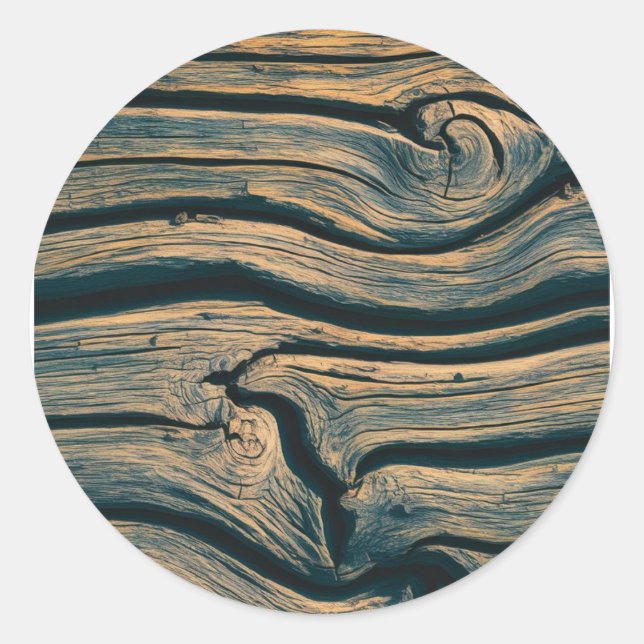 Pegatina Redonda Leños de árbol de madera de moda (Anverso)