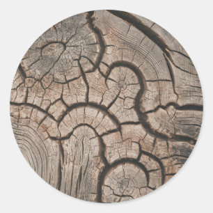 Pegatina Redonda Leños de árbol de madera de moda