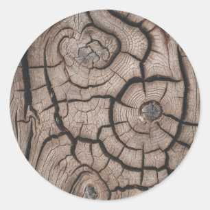 Pegatina Redonda Leños De Madera De Árbol De Moda