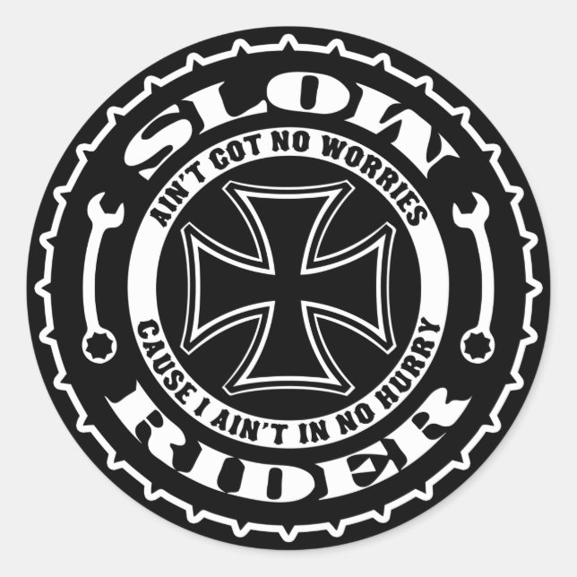 Pegatina Redonda Lenta marcha (Anverso)