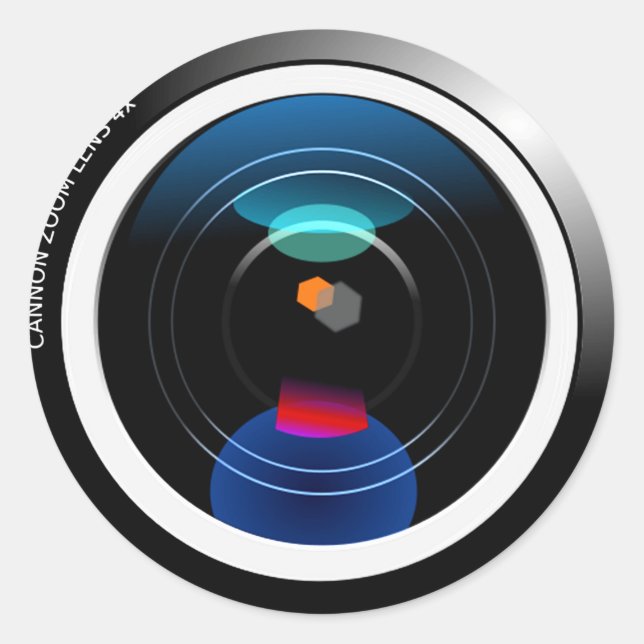 Pegatina Redonda Lente de cámara (Anverso)