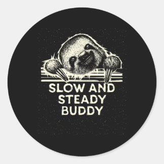 Pegatina Redonda Lento Y Estacionario Buddy Sloth Lazy Sloth Tema