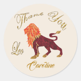 Pegatina Redonda Leo Gold Purpurina Gracias