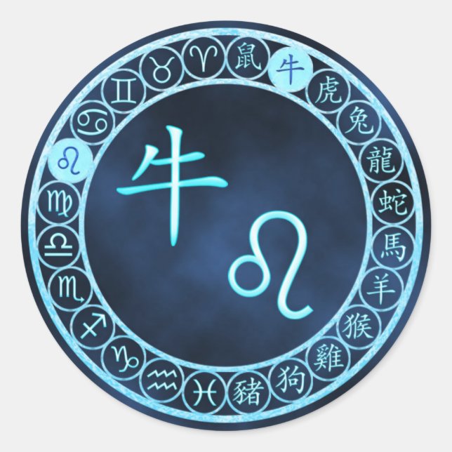 Pegatina Redonda Leo/Ox (Anverso)