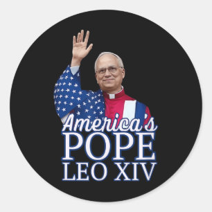 Pegatina Redonda Leo Xiv, el primer Papa norteamericano de América