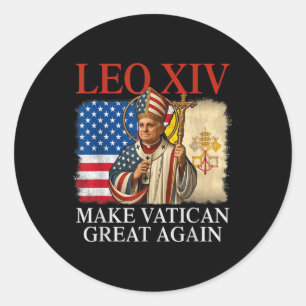 Pegatina Redonda Leo Xiv, Que El Vaticano Se Haga Grande De Nuevo C