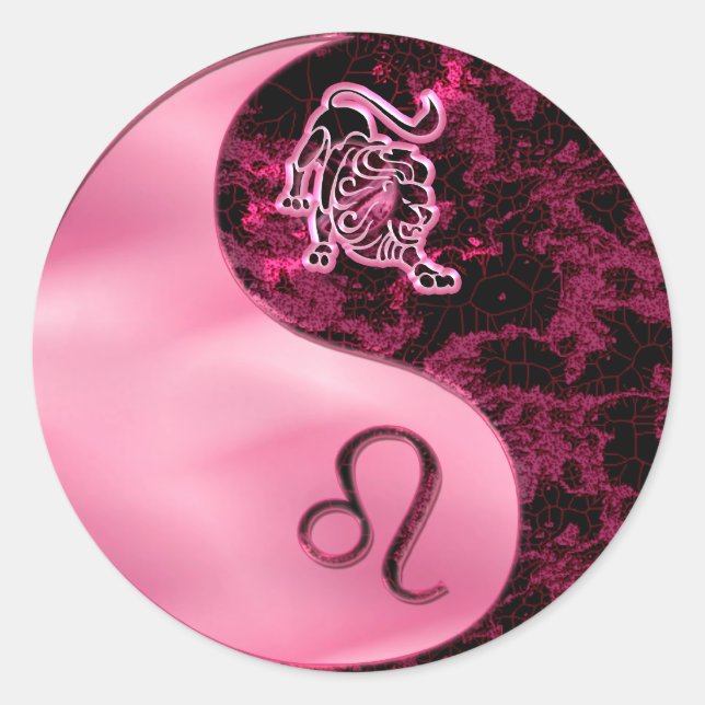 Pegatina Redonda Leo Yin Yang (Anverso)