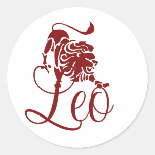 Pegatina Redonda Leo Zodiac