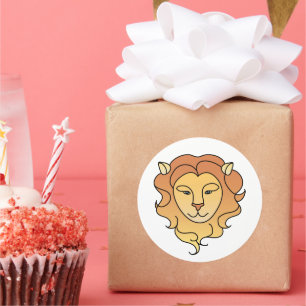 Pegatina Redonda Leo Zodiac