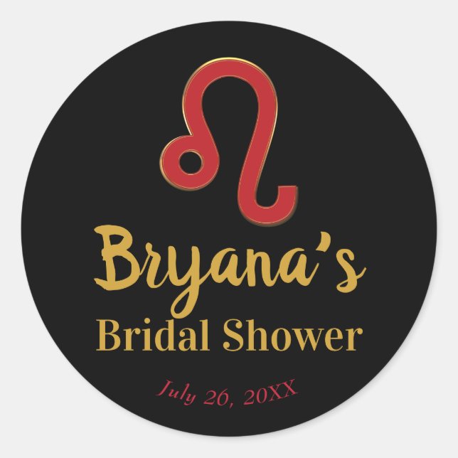 Pegatina Redonda LEO Zodiac Julio Astrología Ducha de novia (Anverso)