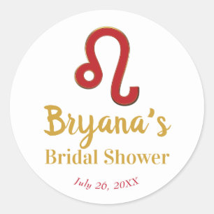 Pegatina Redonda LEO Zodiac Julio Astrología Ducha de novia