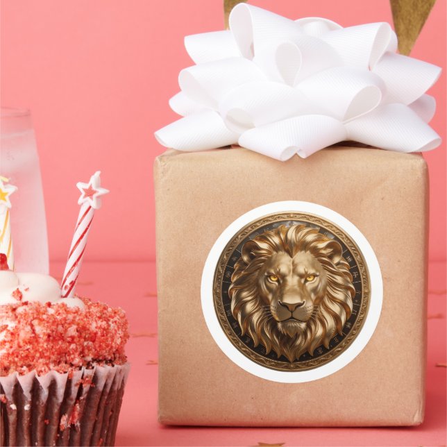 Pegatina Redonda Leo Zodiac Lion  (Fiesta)