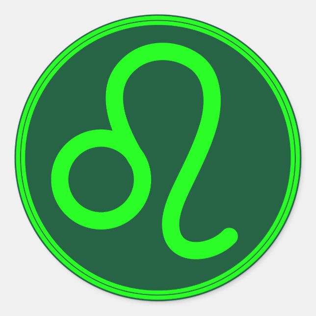 Pegatina Redonda Leo Zodiac Symbol Green Contrast (Anverso)