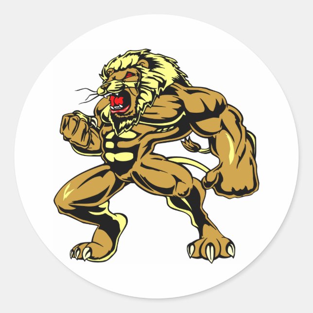 Pegatina Redonda León blanco Leo (Anverso)