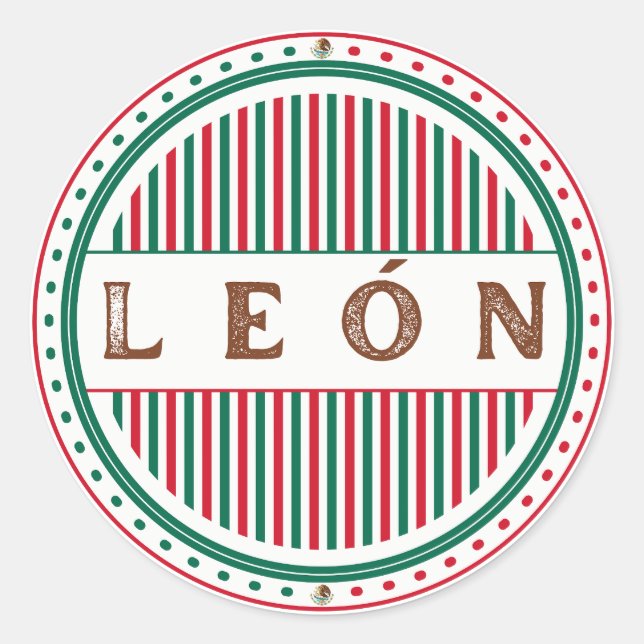 Pegatina Redonda Leon City Pride Emblem – Mexican Identity (Anverso)