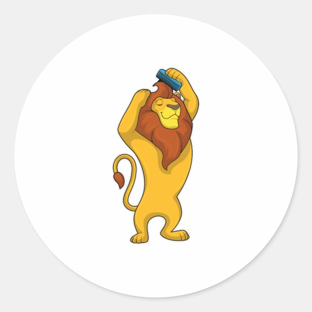 Pegatina Redonda León con Comb (Anverso)