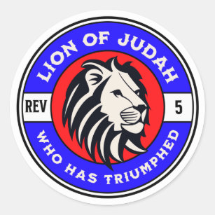 Pegatina Redonda León de Judá que ha triunfado en la Biblia de Jesú