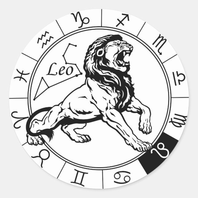 Pegatina Redonda León de leo astrológico zodiac (Anverso)